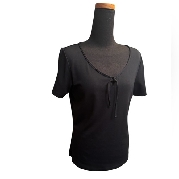 ANN TAYLOR Women’s Black Top Tie Detail Size Small Packable Wardrobe Capsule EUC - Picture 5 of 11